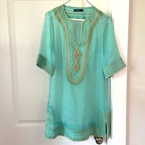 Theme teal/aqua sheet embroidered tunic